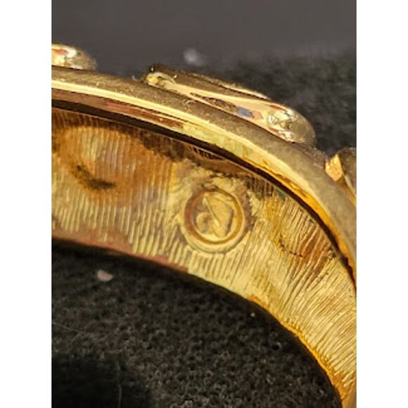 Swarovski Hoop Earrings Gold Plated with Jewel Tone Crystals Clip On Swan Signed - Picture 5 of 9